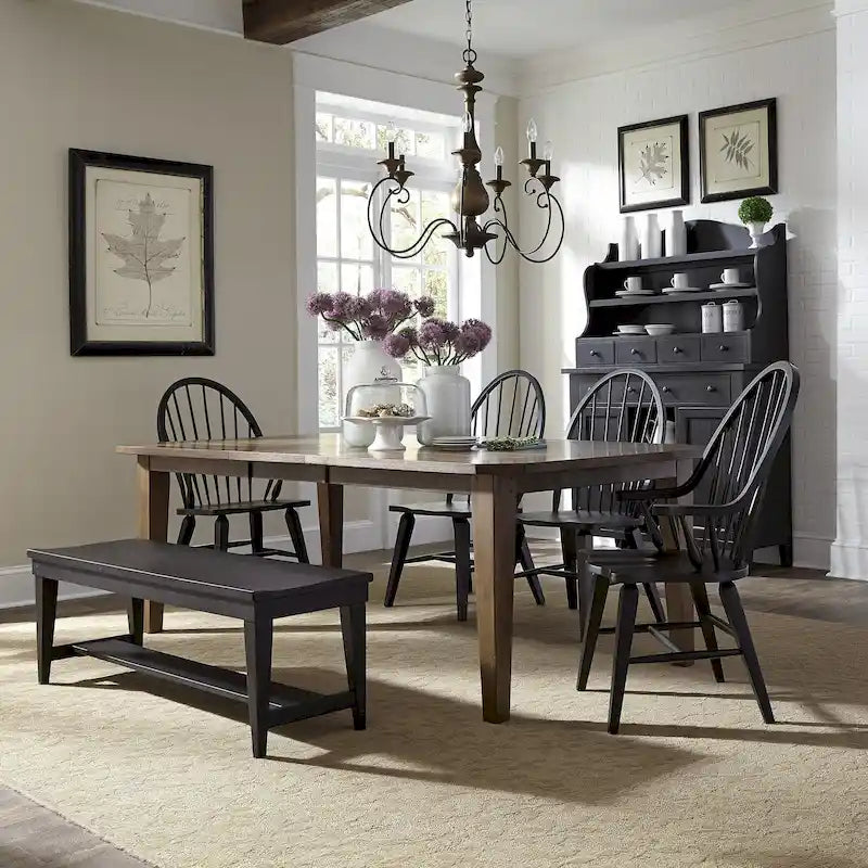 The Gray Barn Hearthstone Ridge Tobacco & Black 6 Piece Rectangular Table Set