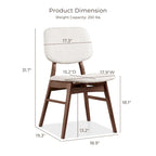 Furniture of America Beau II Mid-century 2-Pack Walnut Dining Chair Set with Boucle Upholstery