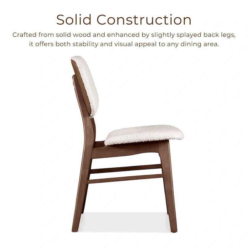 Furniture of America Beau II Mid-century 2-Pack Walnut Dining Chair Set with Boucle Upholstery