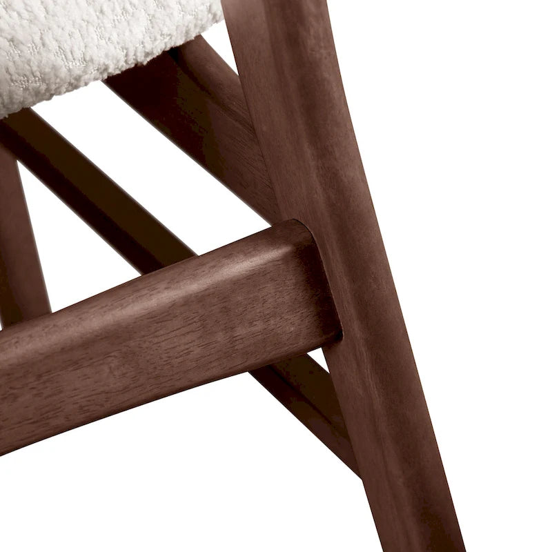 Furniture of America Beau II Mid-century 2-Pack Walnut Dining Chair Set with Boucle Upholstery