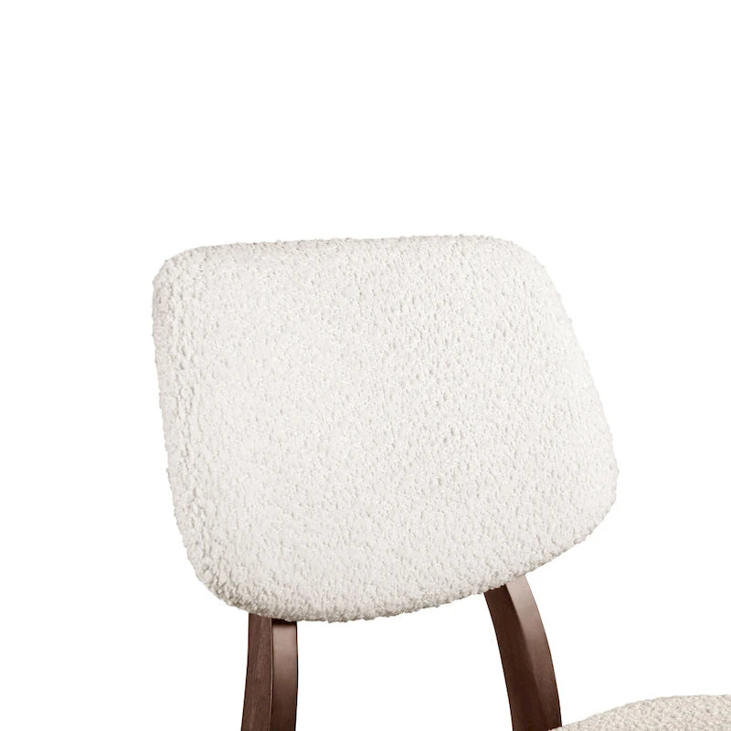 Furniture of America Beau II Mid-century 2-Pack Walnut Dining Chair Set with Boucle Upholstery