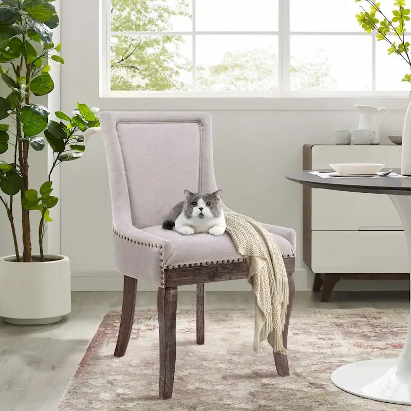 Traditional Tufted Ultra Upholstered Wingback Dining Chair Set of 6