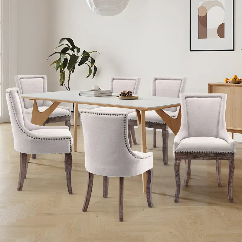 Traditional Tufted Ultra Upholstered Wingback Dining Chair Set of 6