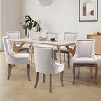 Traditional Tufted Ultra Upholstered Wingback Dining Chair Set of 6