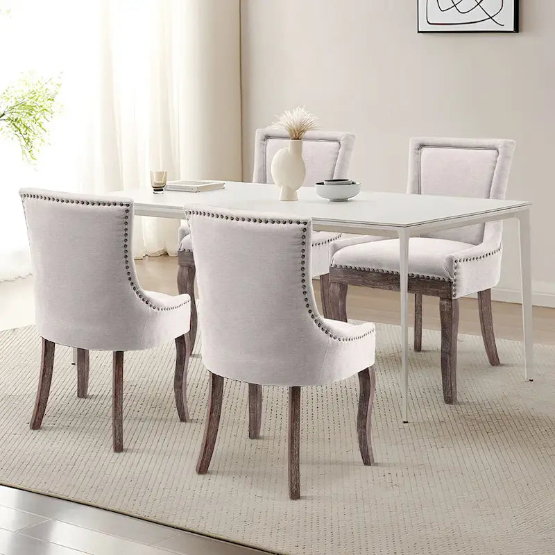 Traditional Tufted Ultra Upholstered Wingback Dining Chair Set of 6