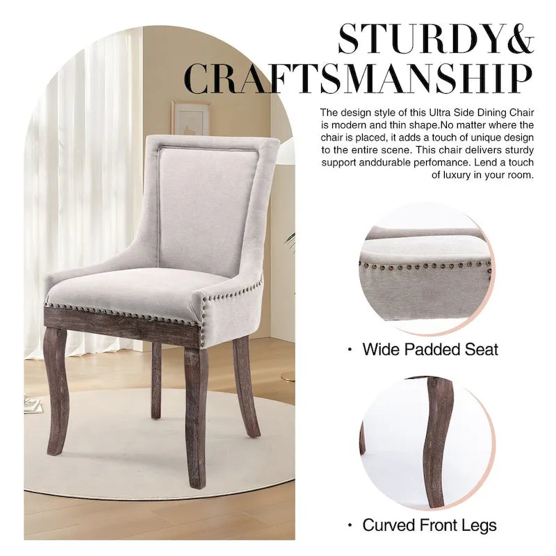 Traditional Tufted Ultra Upholstered Wingback Dining Chair Set of 6