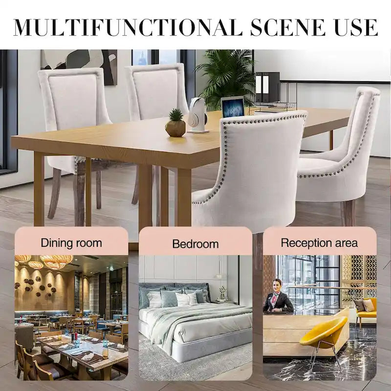 Traditional Tufted Ultra Upholstered Wingback Dining Chair Set of 6