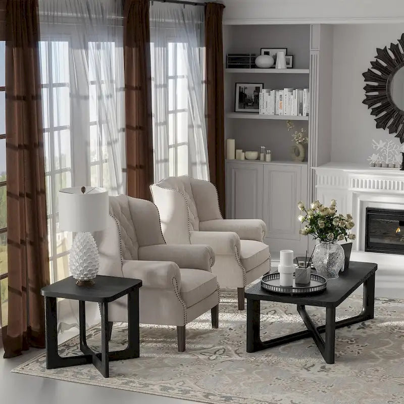 Rectangle Solid Wood Oak Coffee Table End Table