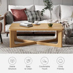 Rectangle Solid Wood Oak Coffee Table End Table