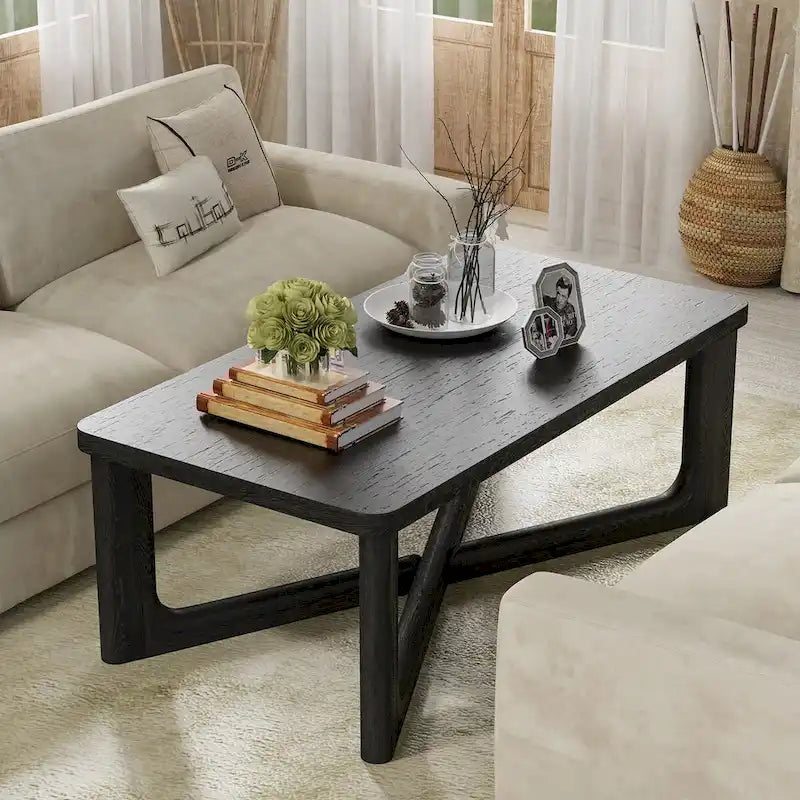 Rectangle Solid Wood Oak Coffee Table End Table