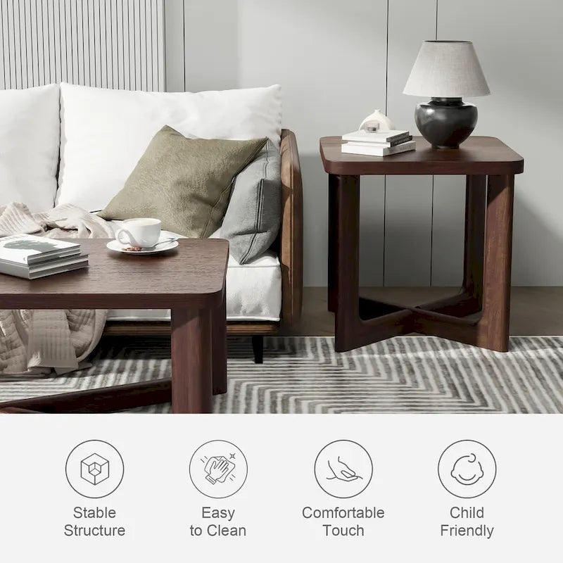 Rectangle Solid Wood Oak Coffee Table End Table