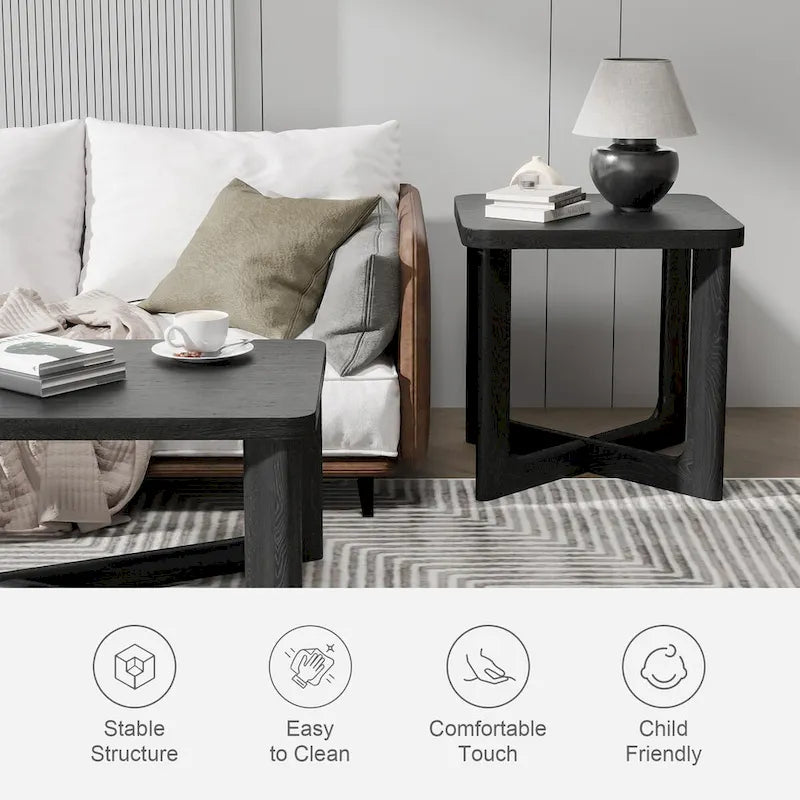 Rectangle Solid Wood Oak Coffee Table End Table