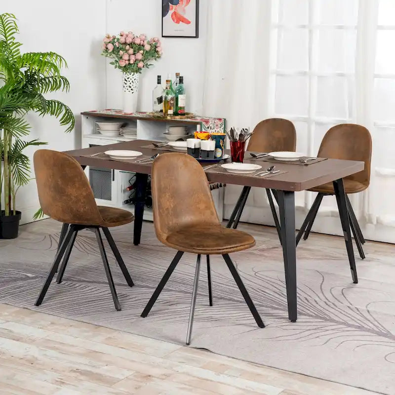 HomyLin Dining Set for 4 with Upholster Chairs, Kitchen Table with 4 Chairs