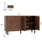 55 Sideboard Buffet Cabinet with 4 Doors and Adjustable Shelves for Kitchen, Living Room