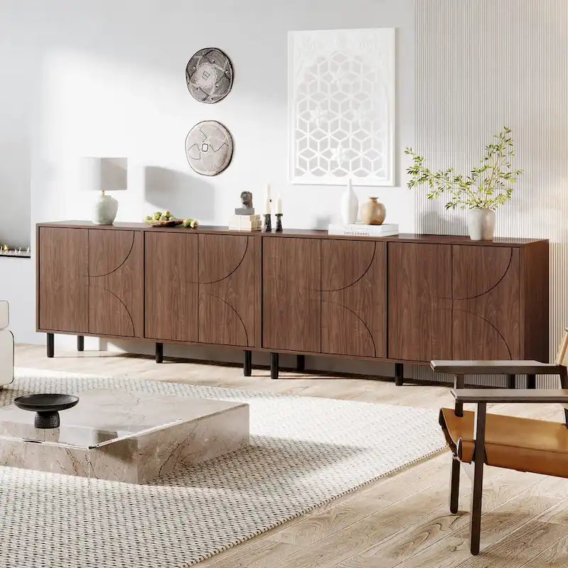 55 Sideboard Buffet Cabinet with 4 Doors and Adjustable Shelves for Kitchen, Living Room