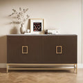 Retro Style Sideboard with Adjustable Shelves, Rectangular Metal Handles and Legs for Kitchen, Living room, and Dining Room