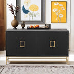 Retro Style Sideboard with Adjustable Shelves, Rectangular Metal Handles and Legs for Kitchen, Living room, and Dining Room
