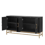 Retro Style Sideboard with Adjustable Shelves, Rectangular Metal Handles and Legs for Kitchen, Living room, and Dining Room