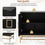 Retro Style Sideboard with Adjustable Shelves, Rectangular Metal Handles and Legs for Kitchen, Living room, and Dining Room