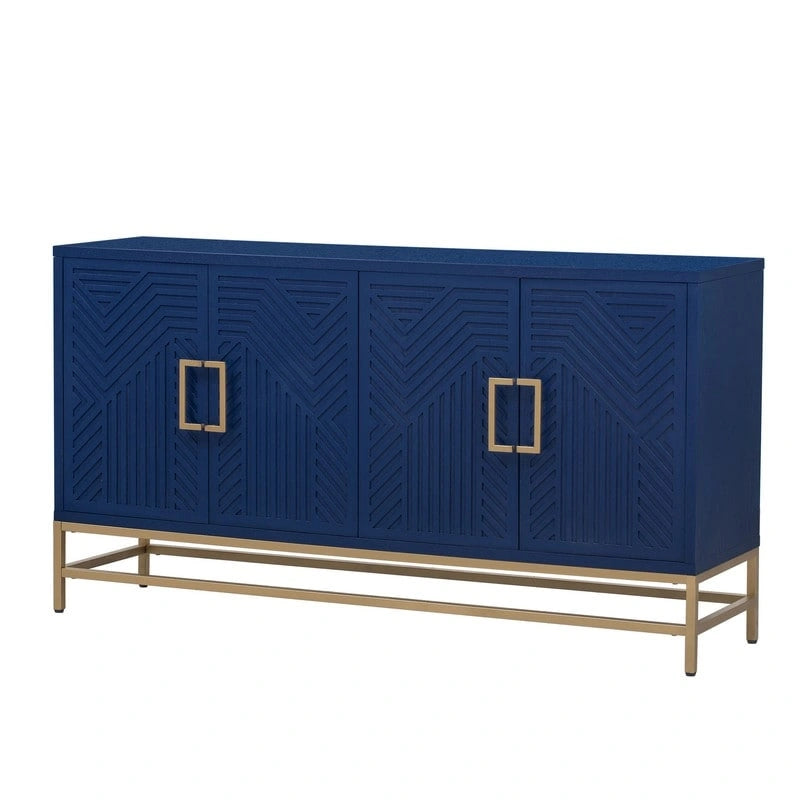 Retro Style Sideboard with Adjustable Shelves, Rectangular Metal Handles and Legs for Kitchen, Living room, and Dining Room