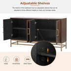 Retro Style Sideboard with Adjustable Shelves, Rectangular Metal Handles and Legs for Kitchen, Living room, and Dining Room