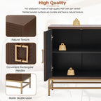 Retro Style Sideboard with Adjustable Shelves, Rectangular Metal Handles and Legs for Kitchen, Living room, and Dining Room