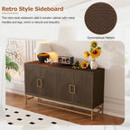 Retro Style Sideboard with Adjustable Shelves, Rectangular Metal Handles and Legs for Kitchen, Living room, and Dining Room