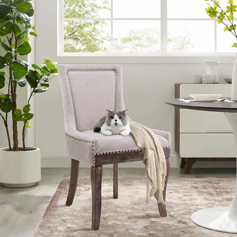 Traditional Tufted Ultra Upholstered Wingback Dining Chair Set of 2