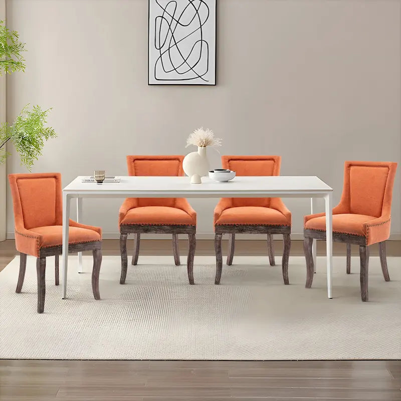 Traditional Tufted Ultra Upholstered Wingback Dining Chair Set of 2