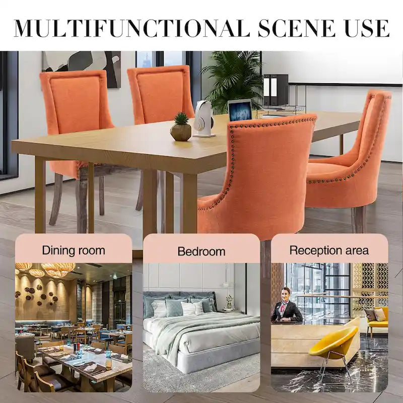 Traditional Tufted Ultra Upholstered Wingback Dining Chair Set of 2