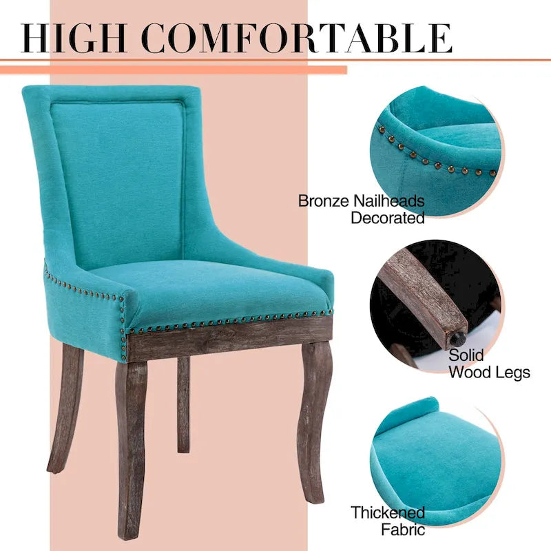 Traditional Tufted Ultra Upholstered Wingback Dining Chair Set of 2