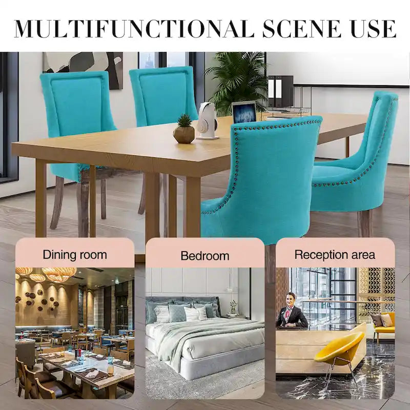 Traditional Tufted Ultra Upholstered Wingback Dining Chair Set of 2