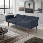 Convertible Sofa Bed Adjustable Fabric Couch Sleeper Modern Recliner Reversible Loveseat Folding Daybed Guest Bed with 2 Pillows