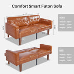 Convertible Sofa Bed Adjustable Fabric Couch Sleeper Modern Recliner Reversible Loveseat Folding Daybed Guest Bed with 2 Pillows