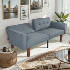 Convertible Sofa Bed Adjustable Fabric Couch Sleeper Modern Recliner Reversible Loveseat Folding Daybed Guest Bed with 2 Pillows