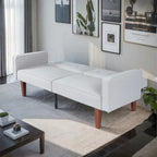 Convertible Sofa Bed Adjustable Fabric Couch Sleeper Modern Recliner Reversible Loveseat Folding Daybed Guest Bed with 2 Pillows