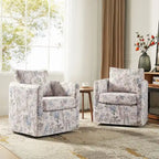 Erkenbald Modern Slipcovered Swivel Chair with Removable Cushion Set of 2 by HULALA HOME