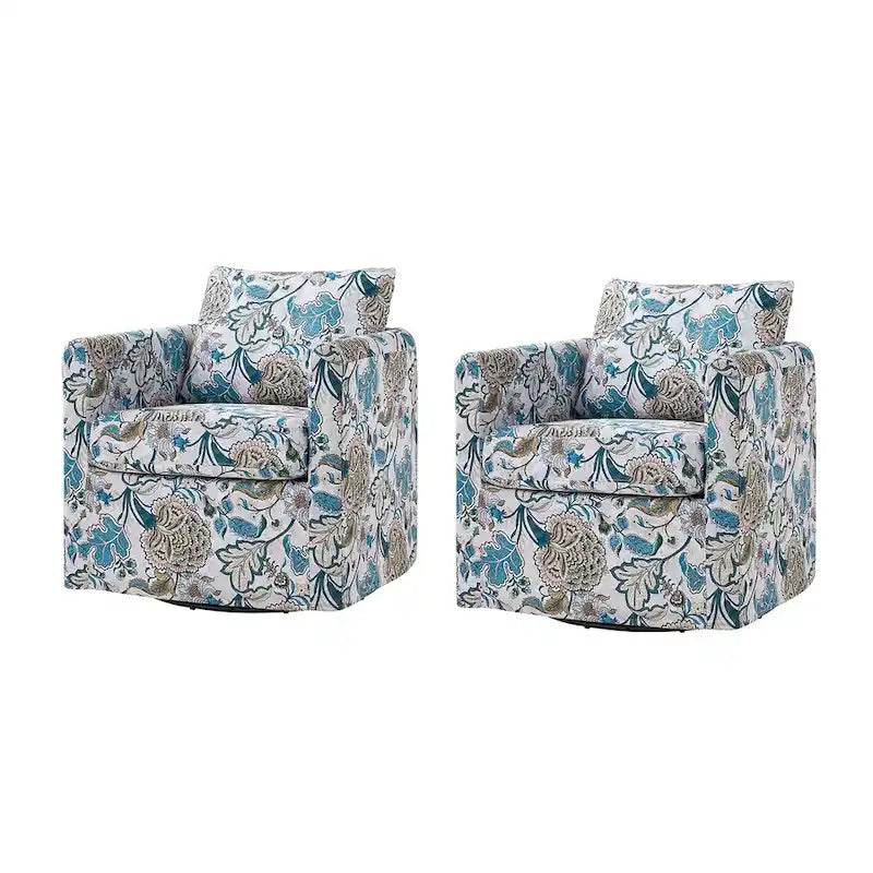 Erkenbald Modern Slipcovered Swivel Chair with Removable Cushion Set of 2 by HULALA HOME