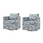 Erkenbald Modern Slipcovered Swivel Chair with Removable Cushion Set of 2 by HULALA HOME
