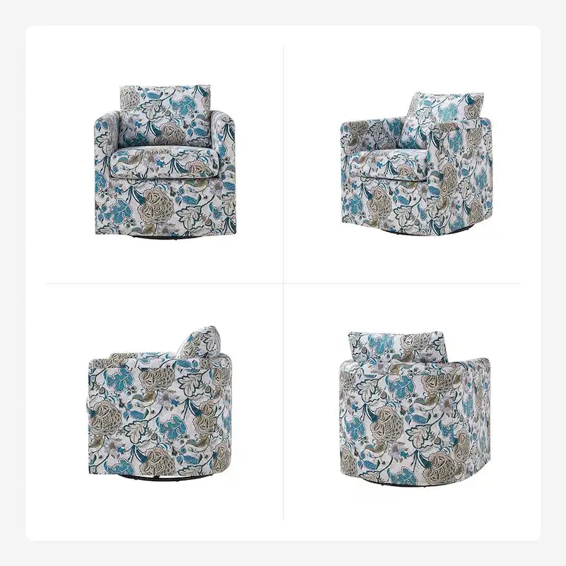 Erkenbald Modern Slipcovered Swivel Chair with Removable Cushion Set of 2 by HULALA HOME