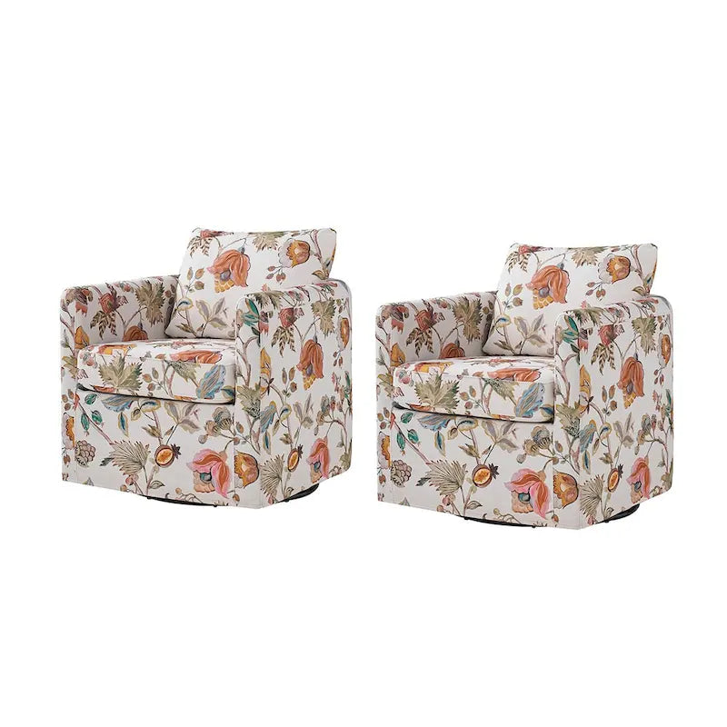 Erkenbald Modern Slipcovered Swivel Chair with Removable Cushion Set of 2 by HULALA HOME