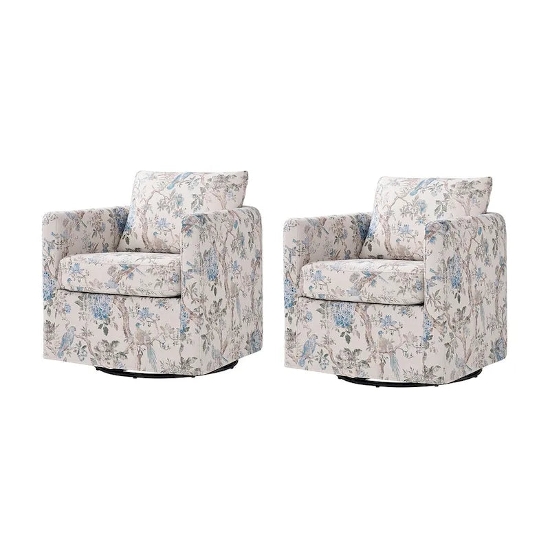 Erkenbald Modern Slipcovered Swivel Chair with Removable Cushion Set of 2 by HULALA HOME