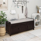 Storage Bench with 3 Doors Shoe Bench with Removable Cushion
