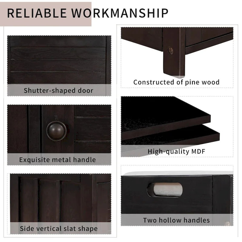 Storage Bench with 3 Doors Shoe Bench with Removable Cushion