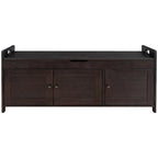 Storage Bench with 3 Doors Shoe Bench with Removable Cushion