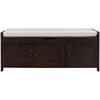 Storage Bench with 3 Doors Shoe Bench with Removable Cushion
