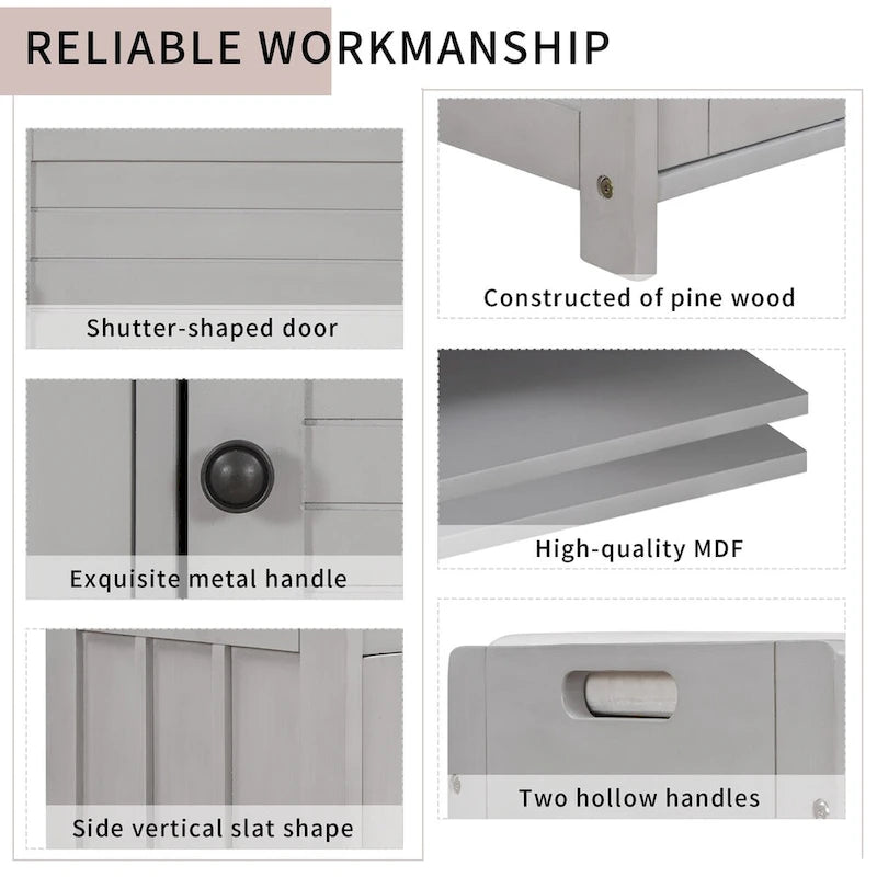 Storage Bench with 3 Doors Shoe Bench with Removable Cushion