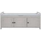 Storage Bench with 3 Doors Shoe Bench with Removable Cushion