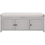 Storage Bench with 3 Doors Shoe Bench with Removable Cushion