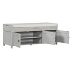 Storage Bench with 3 Doors Shoe Bench with Removable Cushion